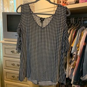 a.n.a, black and white checkered blouse